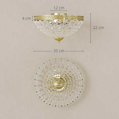 Crystal Chandelier Ceiling Light with 168 Octagonal Beads, Vintage 2-Light Flush Mount Ceiling Light for Living Room
