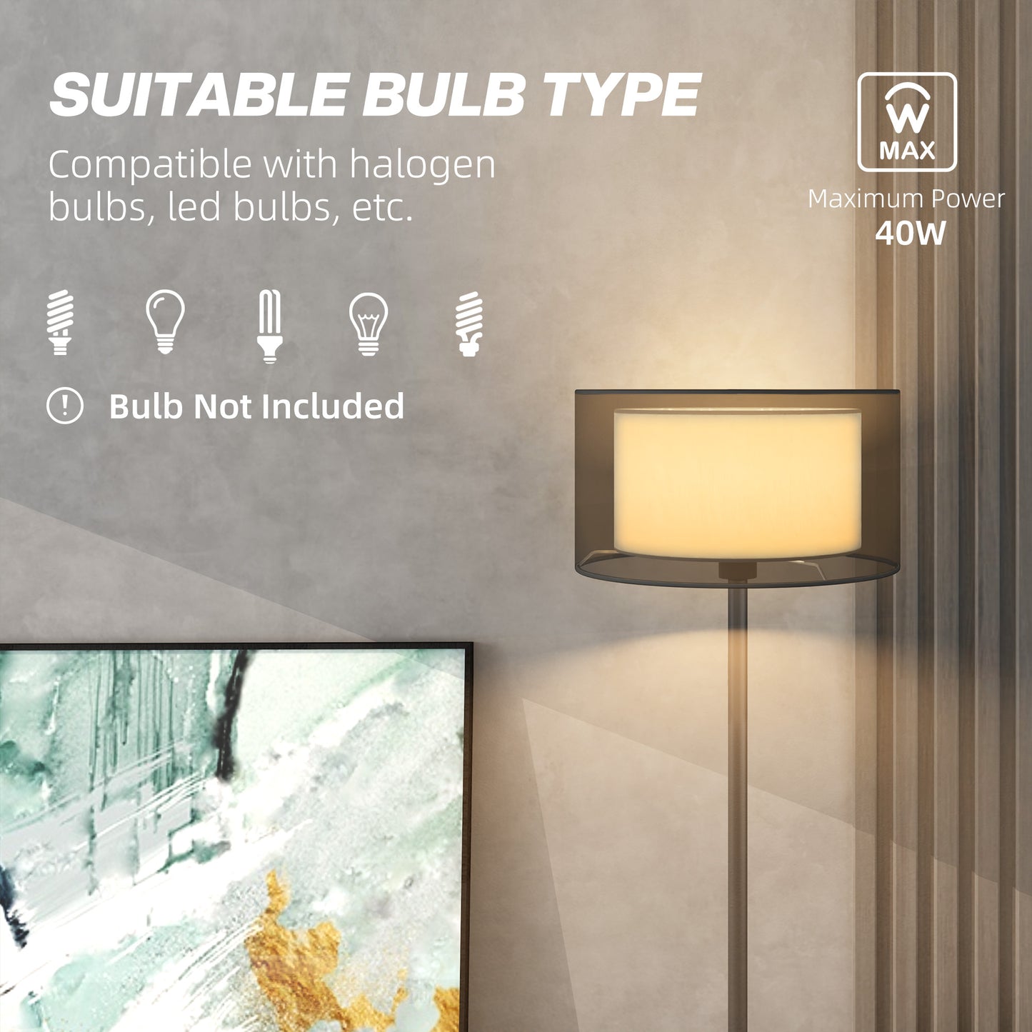Floor Lamp for Living Room, Modern Standing Lamp with Double Layer Shade & Foot Switch