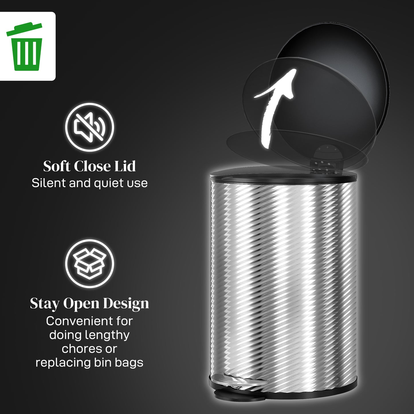 20L Stainless Steel Compact Home Bin