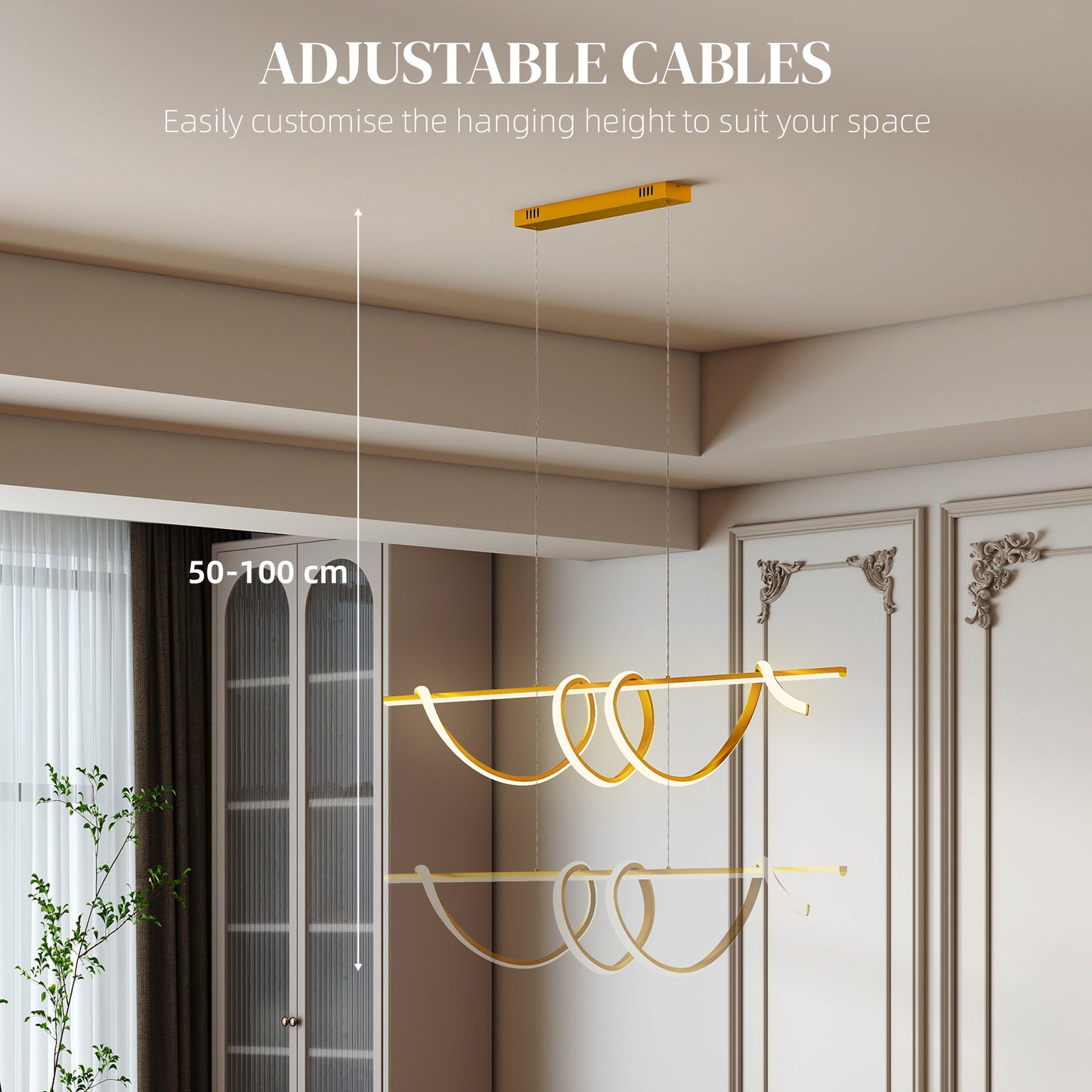 Pendant Light with 3 Colour Temperatures - Gold Tone