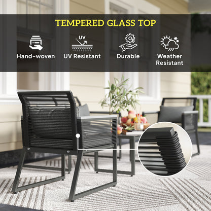 4 Pieces Rattan Garden Furniture Set - Charcoal Grey