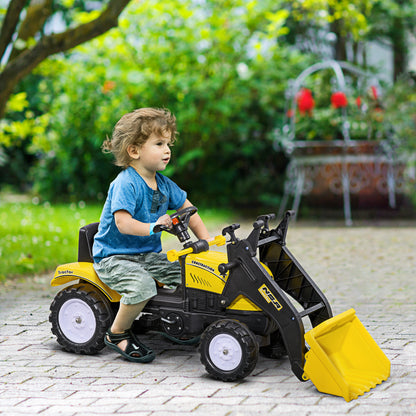 Ride On Tractor, Toddler Excavator Toy, Pretend Play Construction Truck with Adjustable Bucket, Horn for 3 Years+