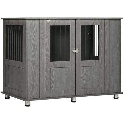 Dog Crate Table for Medium and Large Dogs with Magnetic Door for Indoor Use, 114 x 60 x 82 cm, Grey