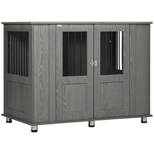 Dog Crate Table for Medium and Large Dogs with Magnetic Door for Indoor Use, 114 x 60 x 82 cm, Grey