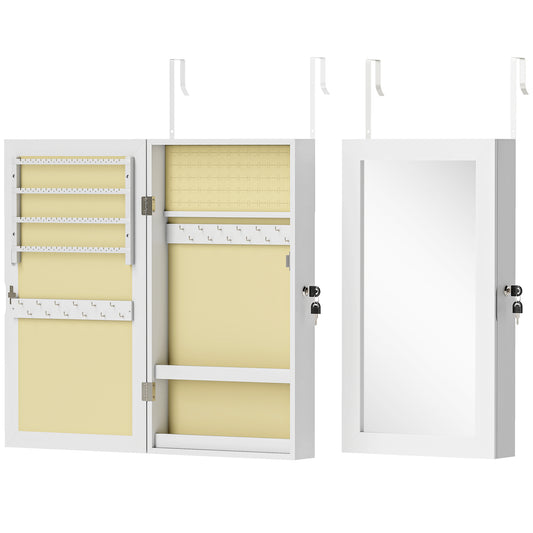 Jewelry Cabinet, Jewelry Storage Cabinet with Mirror, White