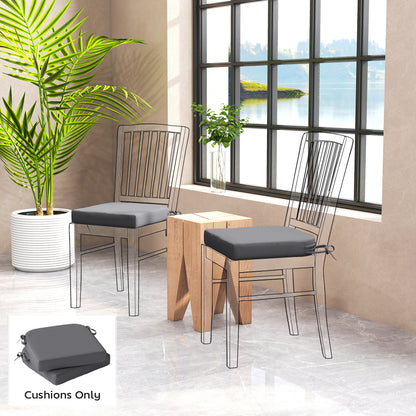 Outdoor Chair Seat Cushions Set of 2, Garden Chair Cushions with 7cm Thick Foam & Ties, Dark Grey