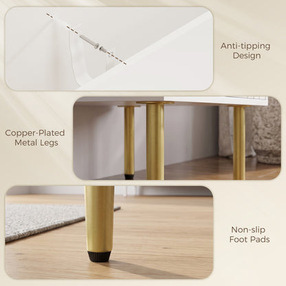Modern Kitchen Cupboard, Storage Cabinet with 2 Doors, Adjustable Shelf and Metal Legs, White