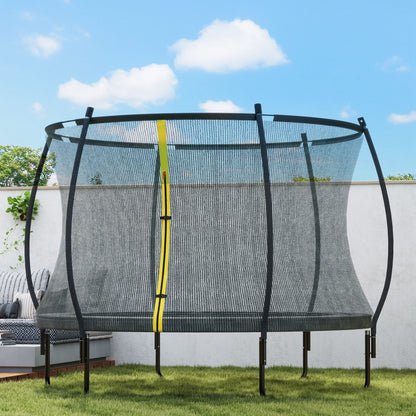 8ft Outdoor Trampoline with Enclosure Net, Spring Cover, Black