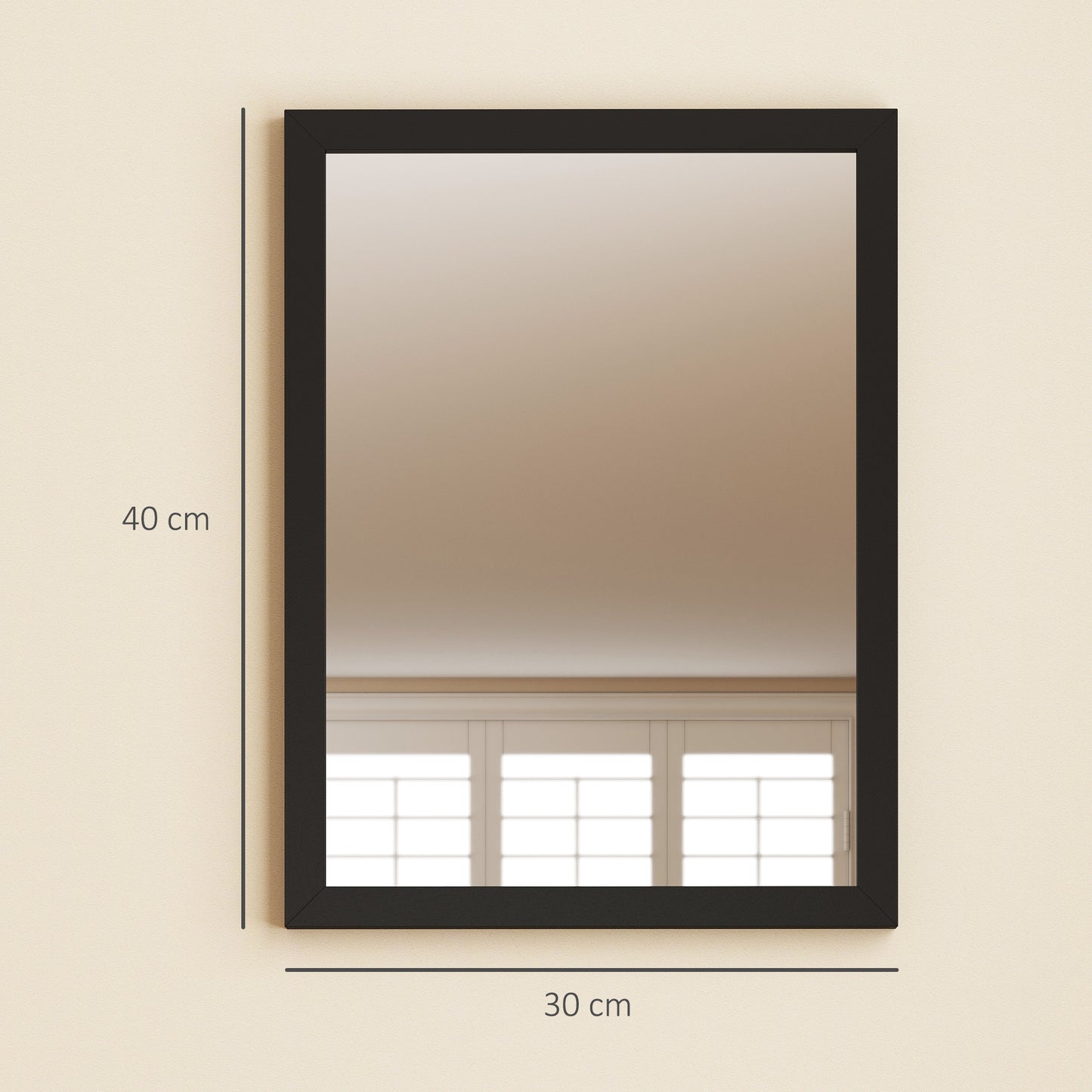 Wall Bathroom Mirror, 30 x 40 cm Wall-Mounted Mirror for Living Room, Bedroom, Hallway, Set of 2, Black