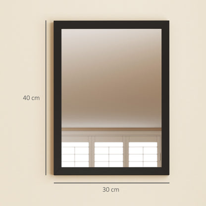 Wall Bathroom Mirror, 30 x 40 cm Wall-Mounted Mirror for Living Room, Bedroom, Hallway, Set of 2, Black