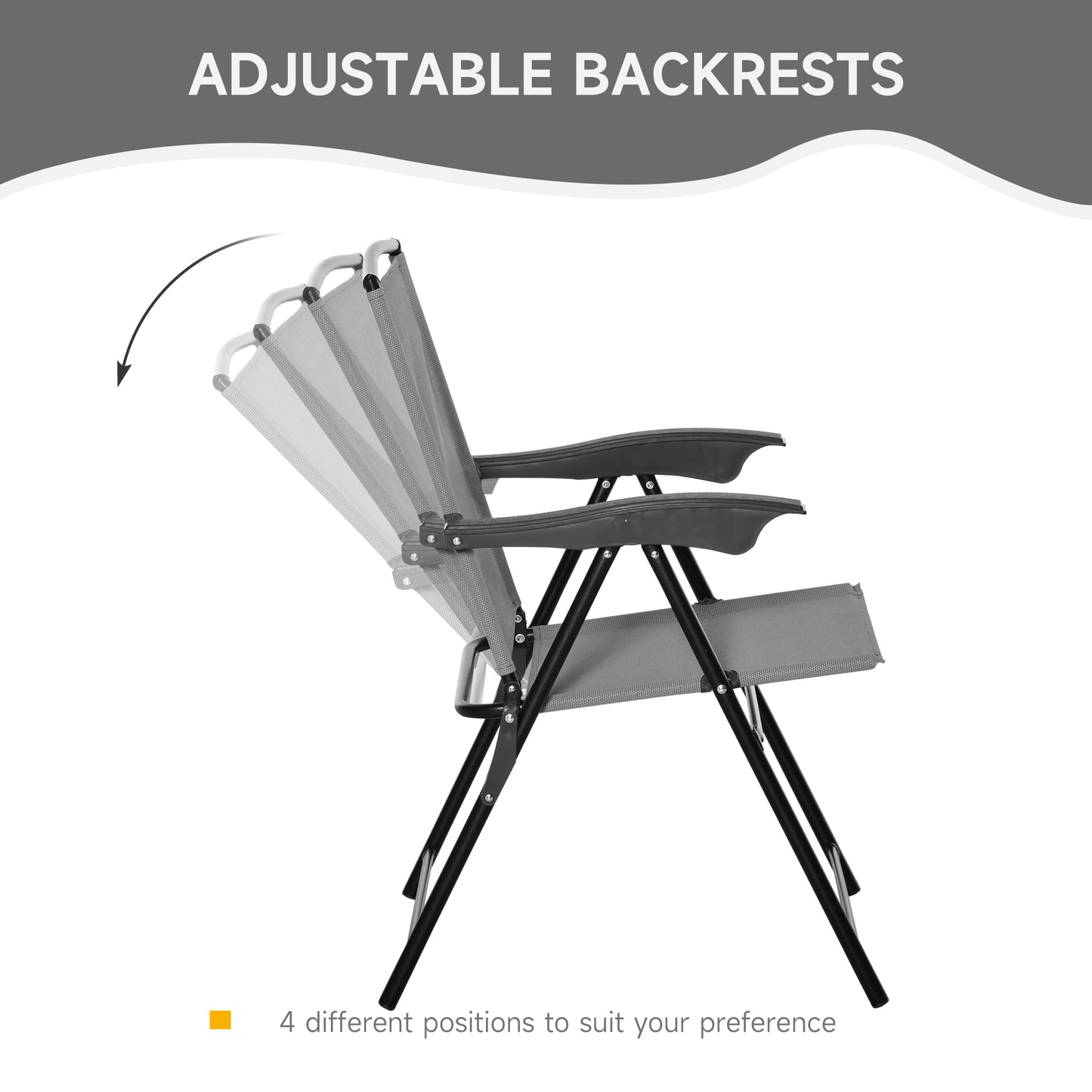3 Piece Outdoor Bistro Set, Patio Conversation Furniture Set with 2 Folding Backrest Adjustable Armchairs and Glass Top Coffe