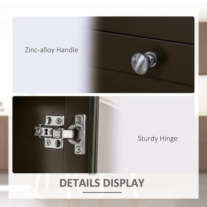 Modern Storage Cabinet, Sideboard with Oak Top, 4 Doors, 2 Drawers and 5 Adjustable Shelves, Black Brown