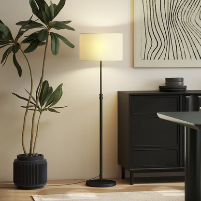 Floor Lamp with Remote, Height Adjustable Standing Lamp with Linen Shade