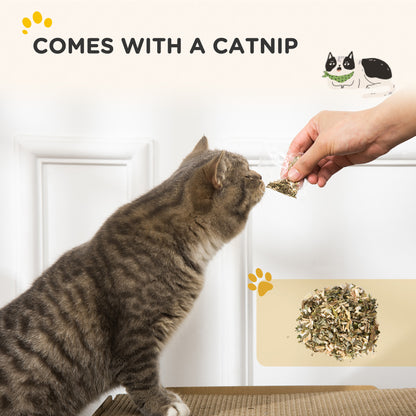 2 in 1 TV Shape Cat Scratching Board House with Catnip, for Indoor Cats, Brown