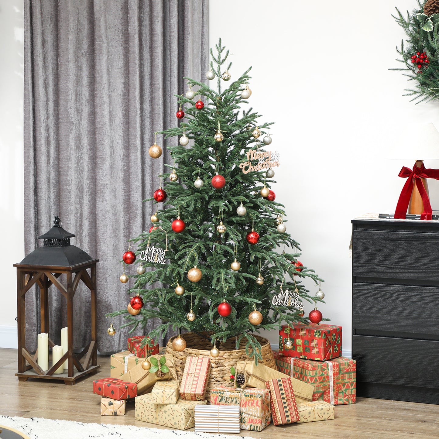 5 ft Full Spruce Christmas Tree with Realistic Dense Tips, Easy Assembly - Green
