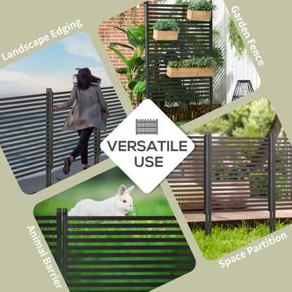 Garden Fence with 2 Standing Ways for Hard & Soft Ground, Decorative Outdoor Divider, Animal Barrier Fence, Brown