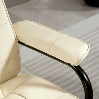 Swivel Recliner Chair and Footstool, Faux Leather Massage Recliner Armchair with Remote Control and Round Wrapped Base