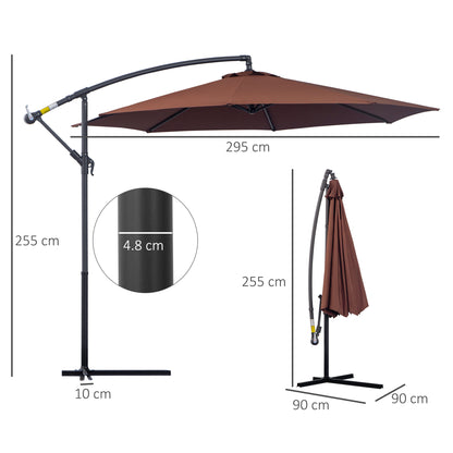 Φ3m Hanging Umbrella Parasol-Coffee