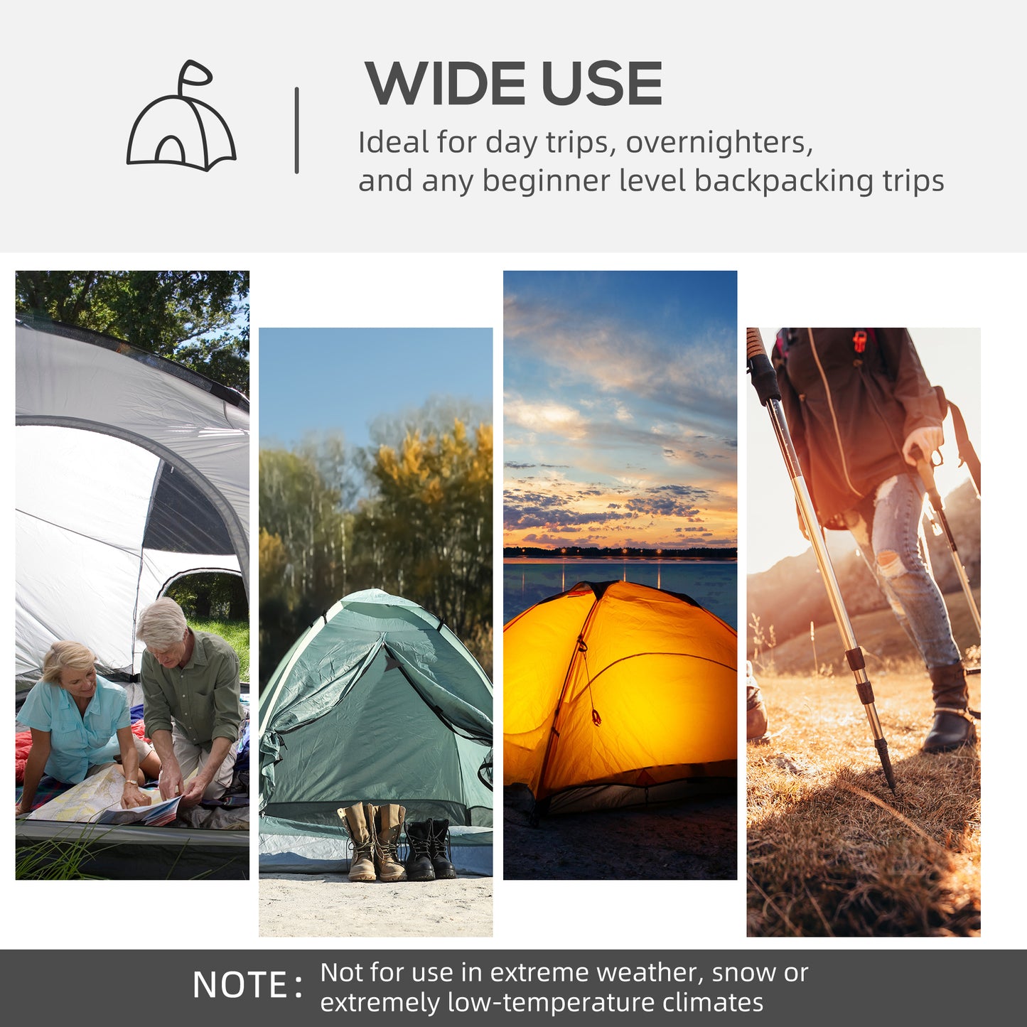 Dome Tent for 6-8 Person, Camping Tent with 4 Zipped Mesh Doors, Removable Oxford Cloth, Lamp Hook, Portable Carry Bag