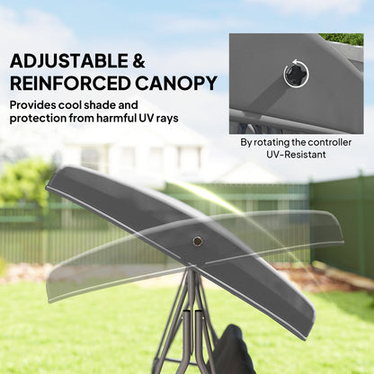 Three-Seater Garden Swing Seat - Dark Grey