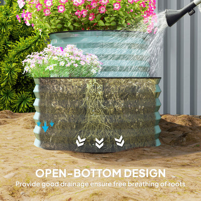 Two-Tier Galvanised Steel Garden Planter - Dark Green