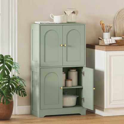 4-Door Kitchen Storage Cabinet with Adjustable Shelves - Green