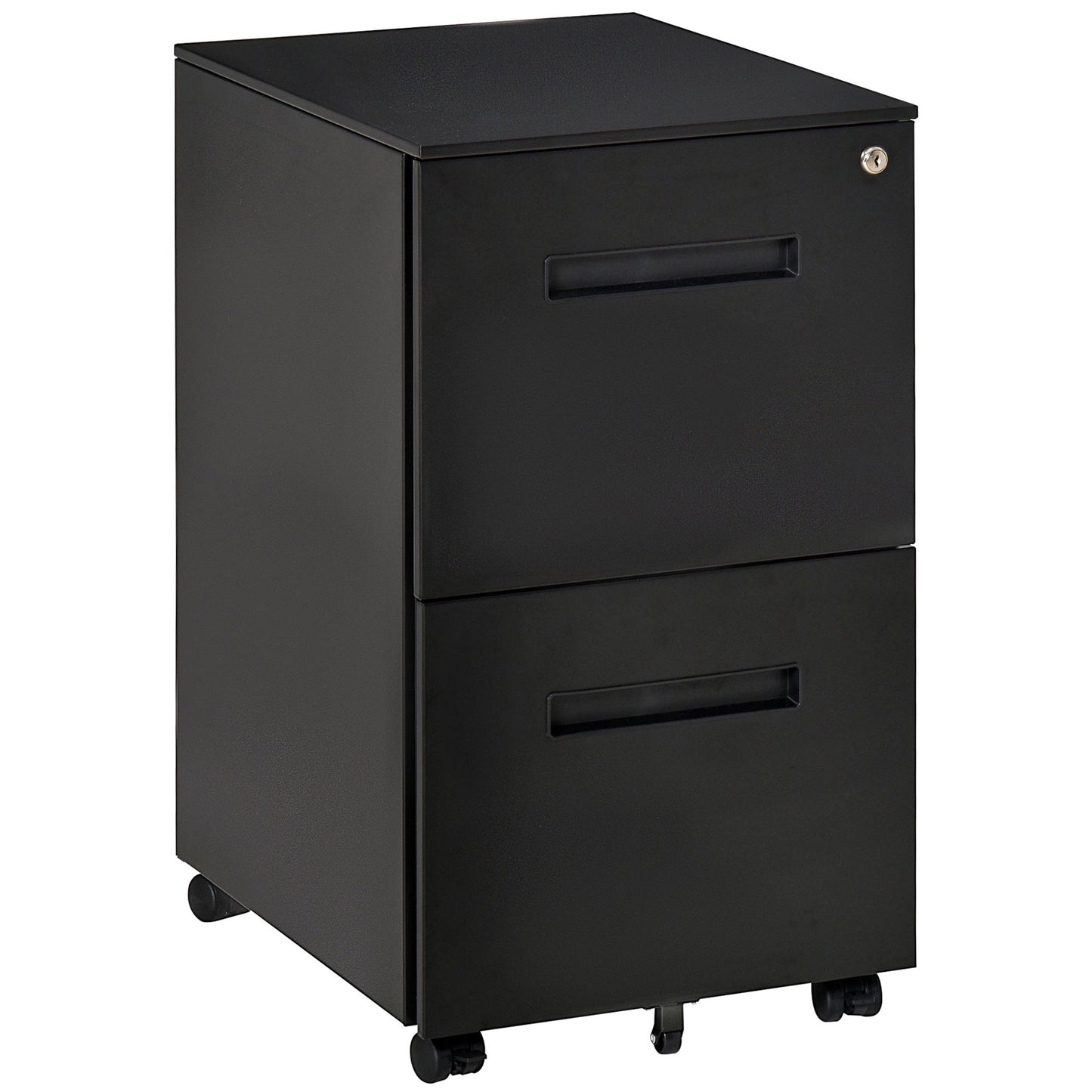 Metal Mobile File Cabinet with Wheels, Lockable 2 Drawer Filing Cabinet for A4, Legal, Letter