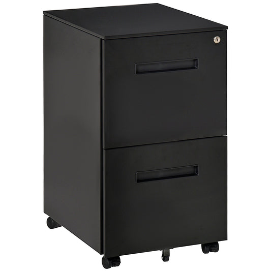 Metal Mobile File Cabinet with Wheels, Lockable 2 Drawer Filing Cabinet for A4, Legal, Letter
