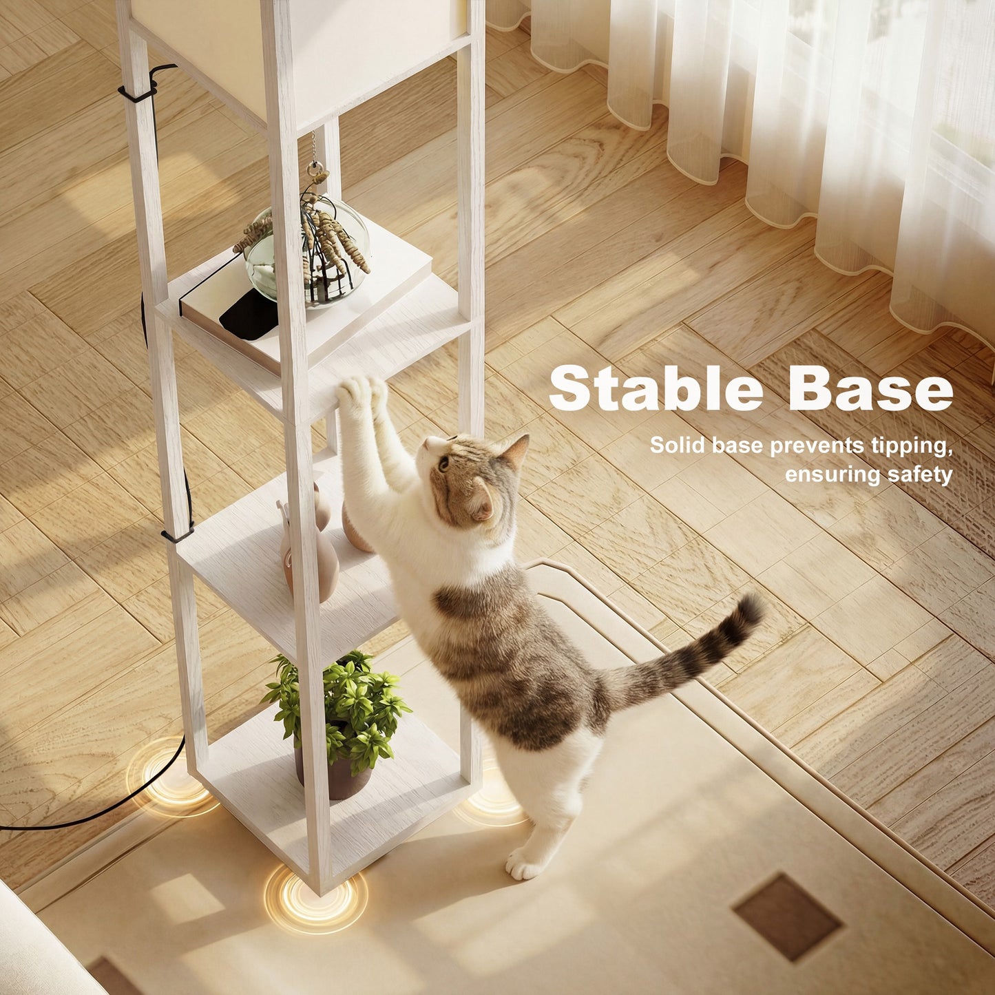 3-Tier Floor Lamp with Shelves and Storage, Modern Corner Standing Lamp with Lampshade, Foot Switch for Living Room, Bedroom