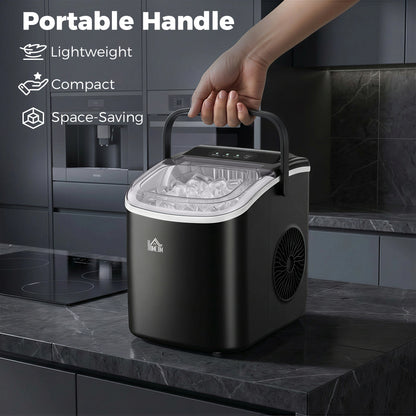 Ice Maker Machine Countertop, 12 KG in 24 H, 9 Cubes in 6 Mins, Portable Ice Cube Maker with Handle