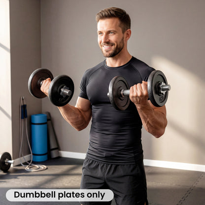 Weight Plates Set, 1"/2.5cm Weight Disc Pair, 4 x 5kg Metal Dumbbell/Barbell Plates for Home Gym