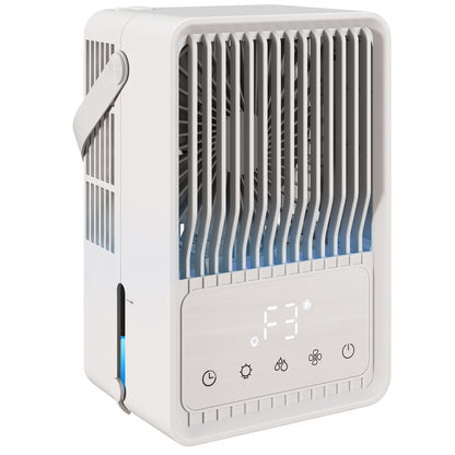 Portable Air Conditioner, 4-in-1 Mini Air Cooler with 3 Wind Speed, 2 Mist Mode, 7 Colour RGB Light, White