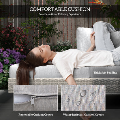 Three-Piece Corner Rattan Set, with Glass Tables