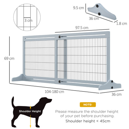 Freestanding Dog Gate, Foldable Pet Fence, Indoor Wood Barrier, Stair Gate with Support Feet, for Doorway, Hallway