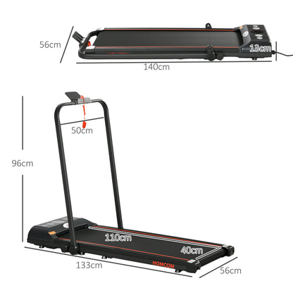 Foldable Walking Treadmill, with LED Display and Wheels, for Home, Office, Gym, Red