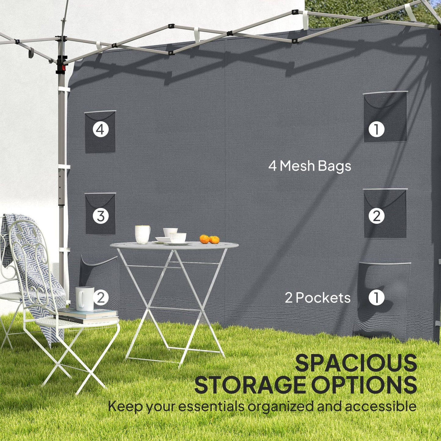 195 x 295cm Replacement Gazebo Sidewall - Grey