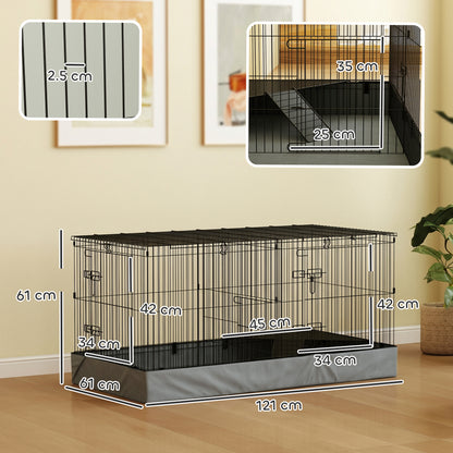 2 in 1 Guinea Pig Cage, Rabbit Cage Pet Playpen with 2 Separate Area, Waterproof Oxford Fabric Floor for Hedgehogs
