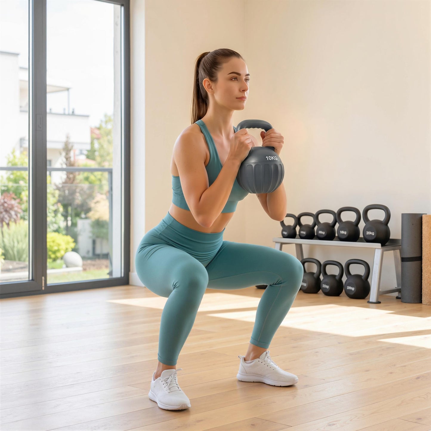 Kettlebell for Strength Training Kettle Bell with Non-Slip Handle 10 kg Grey