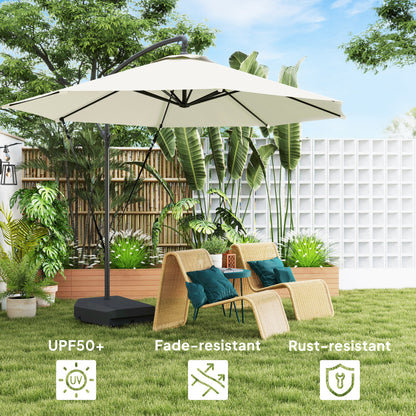 3(m) Garden Cantilever Parasol with Fillable Base up to 90kg, Wind Protection Strap, Cover