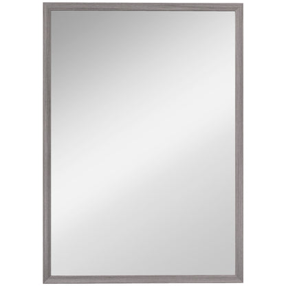Wall Bathroom Mirror, 50 x 70 cm Wall-Mounted Mirror for Living Room, Bedroom, Hallway, Grey
