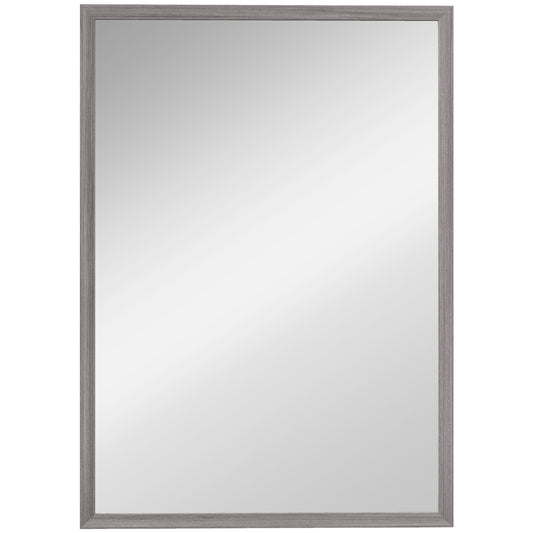 Wall Bathroom Mirror, 50 x 70 cm Wall-Mounted Mirror for Living Room, Bedroom, Hallway, Grey