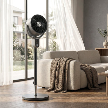 20 dB Silent Standing Fan for Bedroom, 42" Pedestal Fan with Remote, 90° Oscillating, 8 Speeds, Remote Control, Grey