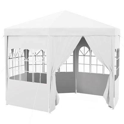 4 m Party Tent Wedding Gazebo Outdoor Waterproof PE Canopy Shade with 6 Removable Side Walls