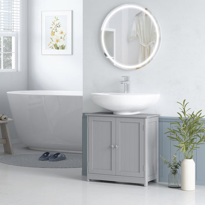 Under Sink Bathroom Cabinet, Freestanding Under Sink Cabinet with 2 Doors and Adjustable Shelf for Basin without or with Pede