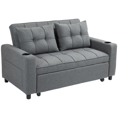 2 Seater Sofa Bed Pull-Out Sofa Bed for Small Space - Charcoal Grey