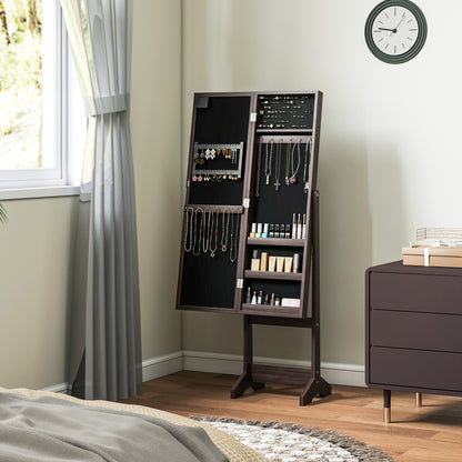 Freestanding Mirrored Jewellery Storage Cabinet - Dark Brown