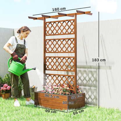 Wooden Trellis Planter Box, Raised Garden Bed to Grow Vegetables, Herbs and Flowers, Orange