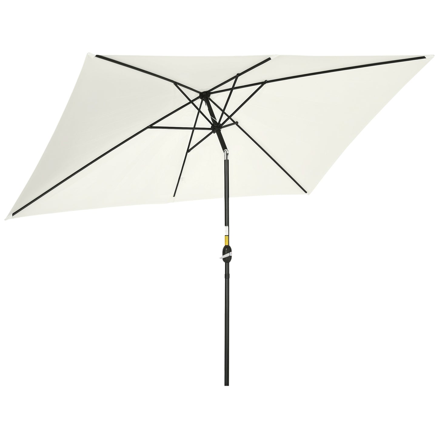 3x2m Garden Parasol Umbrella with Aluminium Pole, Tilt and Crank, Rectangular Outdoor Table Parasol Sun Shade for Patio