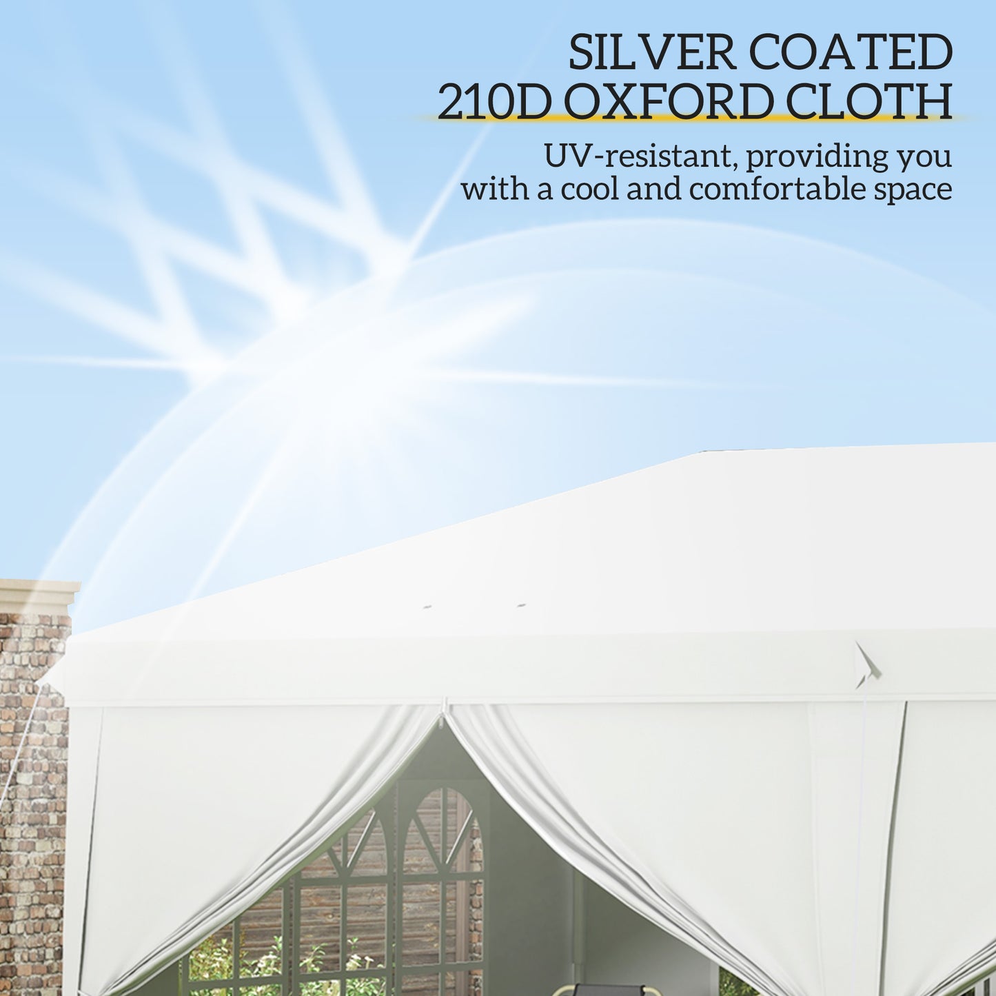 3 x 6 m Garden Pop Up Gazebo, Wedding Party Tent Marquee, Water Resistant Awning Canopy with Sidewalls, Windows, Carry Bag
