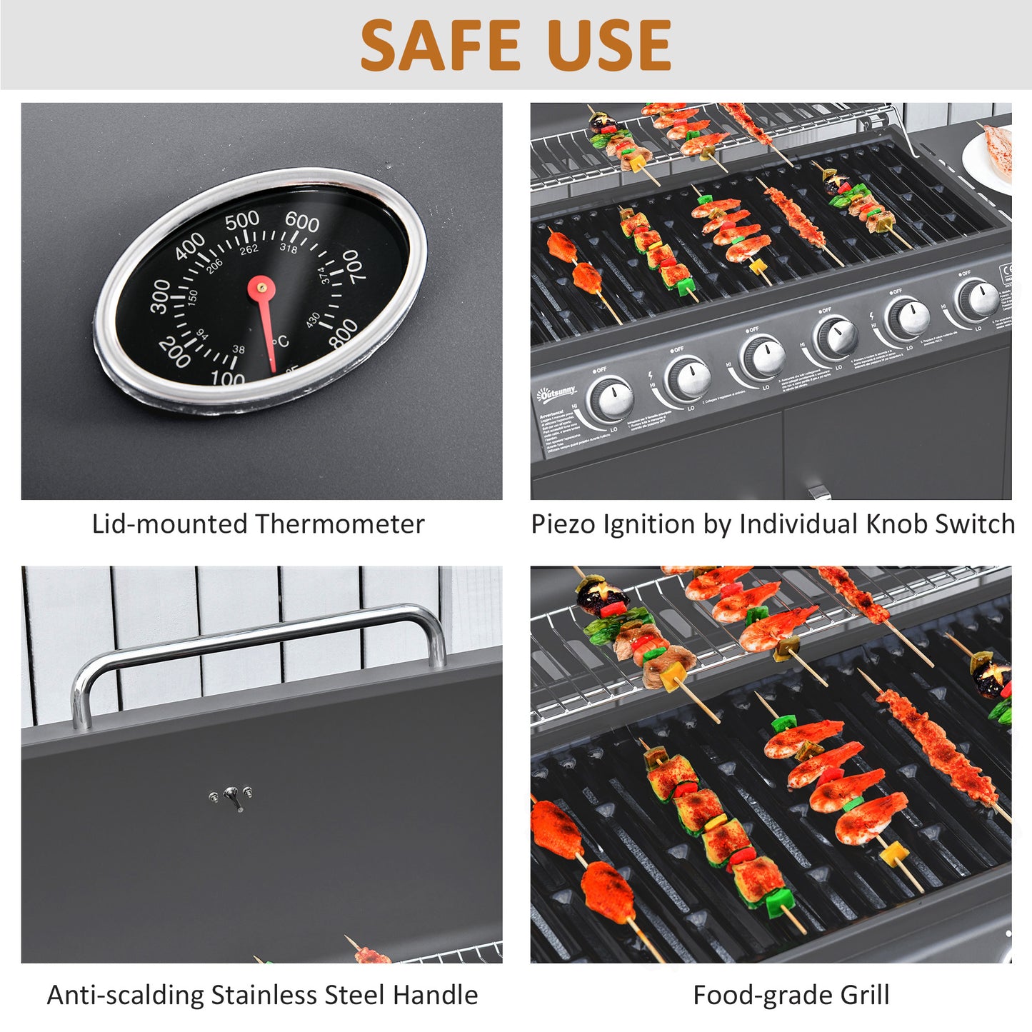 Seven-Burner Gas BBQ Grill - Grey